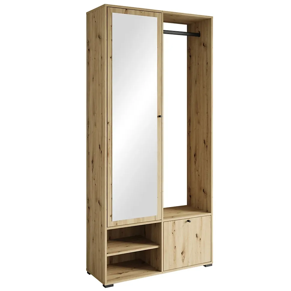 Minio go for it, Ensemble vestiaire DAFNI avec miroir 90x190x33, chêne artisan