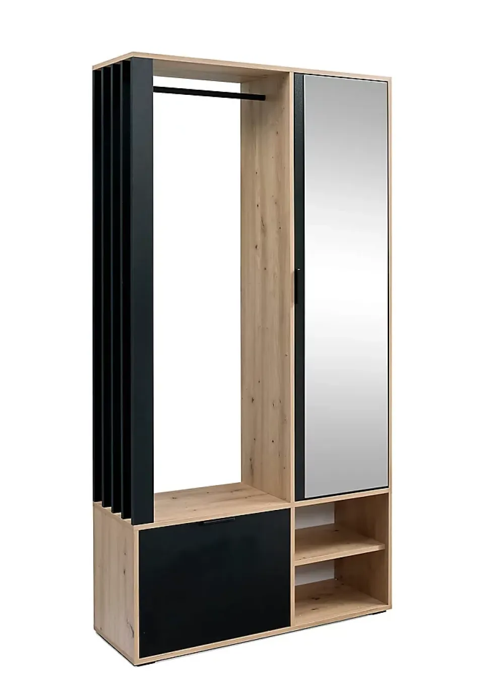 Minio go for it, Ensemble vestiaire MILO 100 cm, avec miroir, Chêne Artisan / Noir