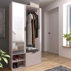 Minio go for it, Ensemble vestiaire MILO UNI 100 cm, avec miroir, avec coussin d'assise, Cashmere