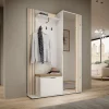 Minio go for it, Ensemble vestiaire NEL, avec miroir, avec siège tapissé, 131 cm, Chêne Artisan / Couleur blanc