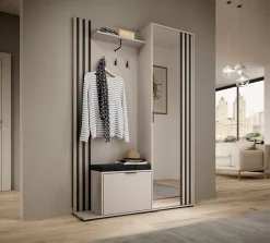 Minio go for it, Ensemble vestiaire NEL, avec miroir, avec siège tapissé, 131 cm, cachemire