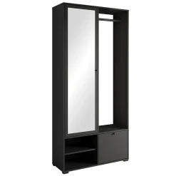 Minio go for it, Ensemble vestiaire DAFNI avec miroir 90x190x33, noir