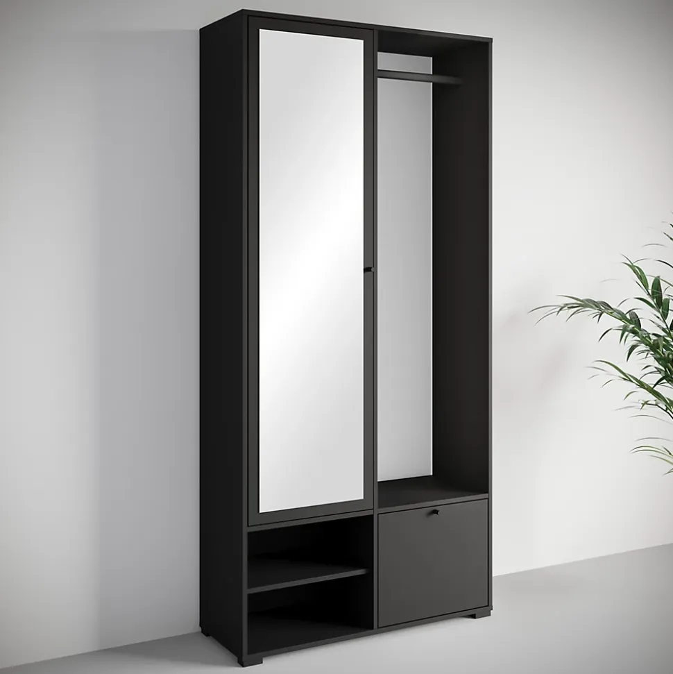 Minio go for it, Ensemble vestiaire DAFNI avec miroir 90x190x33, noir