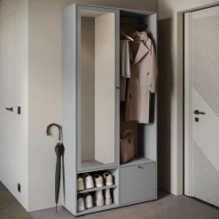 Minio go for it, Ensemble vestiaire DAFNI avec miroir 90x190x33, gris Pallad