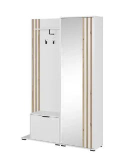 Minio go for it, Ensemble vestiaire NEL, avec miroir, 131 cm, Chêne Artisan / Couleur blanc