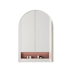 Miroir - Armoire Miroir Arc avec Meuble de Rangement Mural Pour Salle de Bain, Salon ou Chambre, 91 x 61 x 12 cm, Blanc