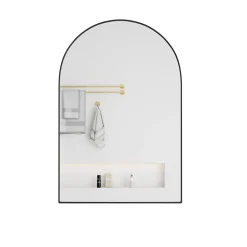Miroir - Armoire Miroir Arc avec Meuble de Rangement Mural Pour Salle de Bain, Salon ou Chambre, 91 x 61 x 12 cm, Noir