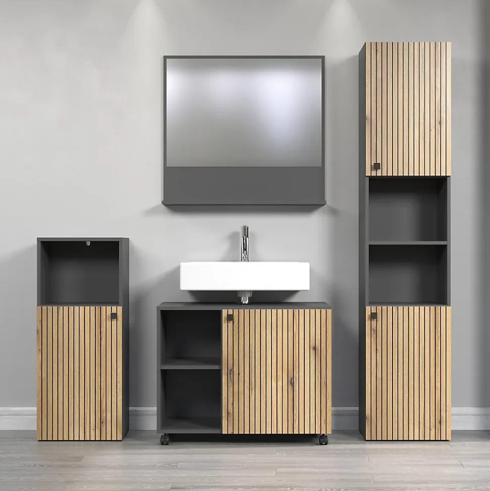Miroir mural avec 1 tablette L80 cm - PUREBLISS