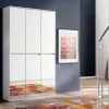 MIRROR - Meuble de chambre - Armoire avec 6 portes-miroirs en mélaminé blanc. L-H-P : 111-191-34 cm.
