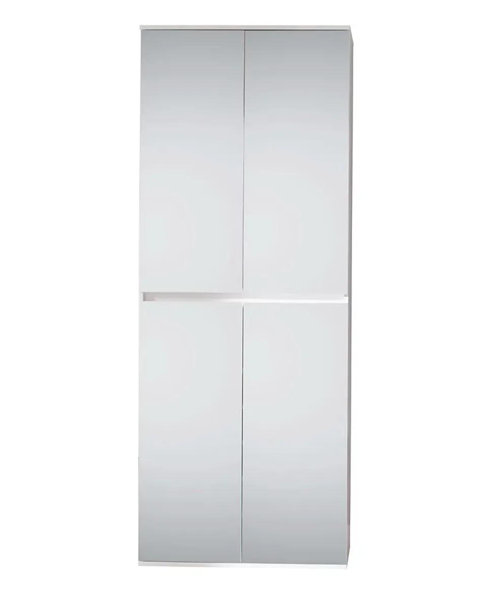 MIRROR - Meuble de chambre - Armoire avec 4 portes-miroirs en mélaminé blanc. L-H-P : 74-191-34 cm.