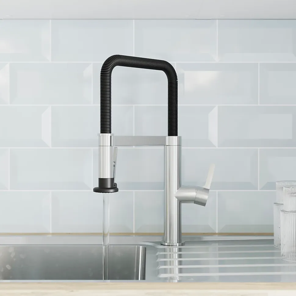 Mitigeur de cuisine avec douchette argent et noir GoodHome Kamut