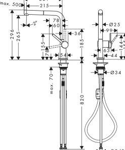 Mitigeur de cuisine avec douchette noir mat Hansgrohe Talis M 54 bec droit