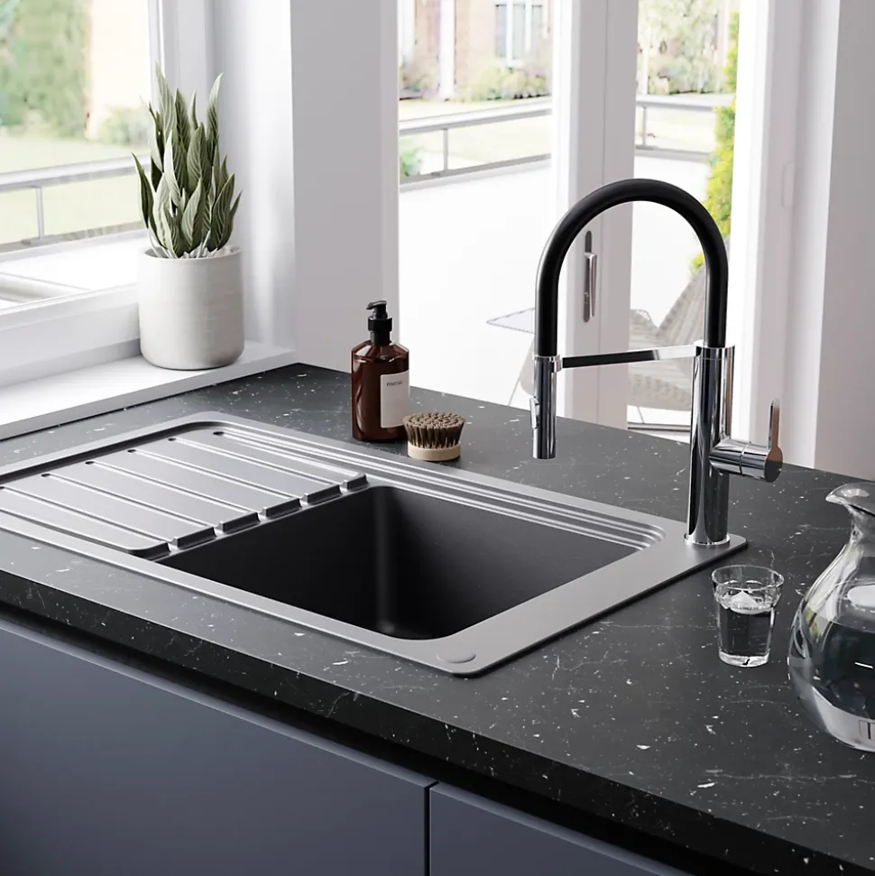 Mitigeur de cuisine chromé avec douchette GoodHome Zatar