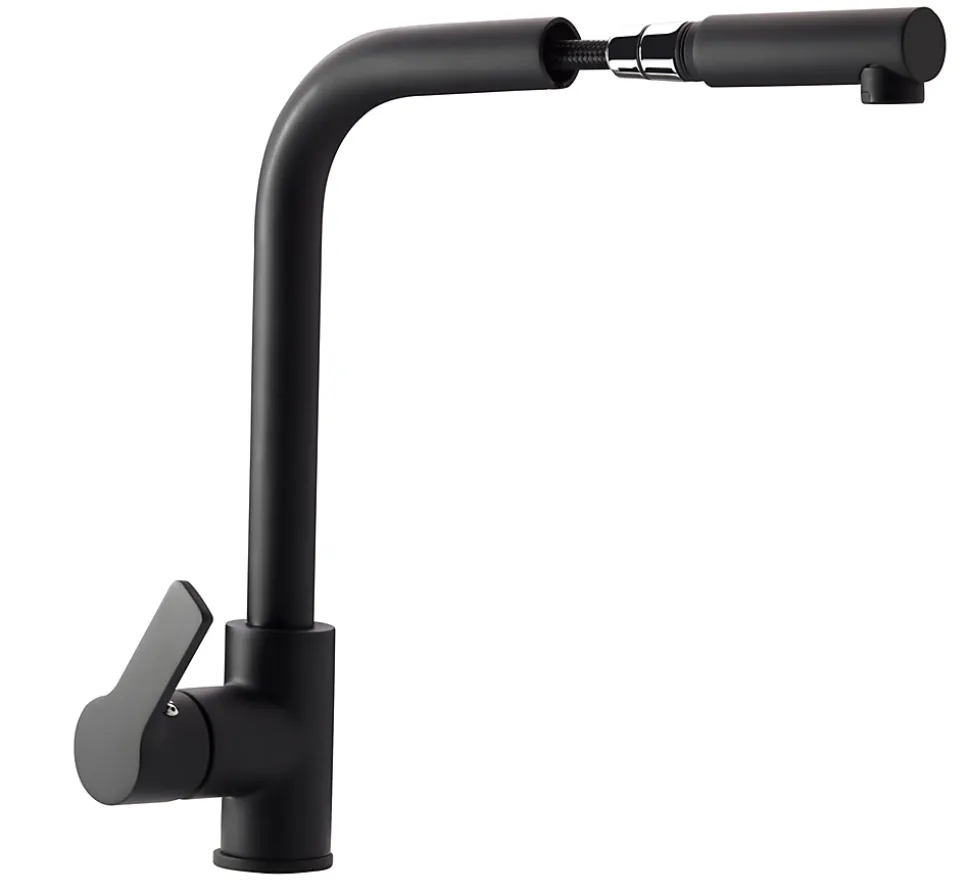 Mitigeur de cuisine noir mat avec douchette Kramer Groupe Nook