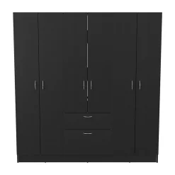 Mitu Armoire 6 portes avec un tiroir et une armoire, 181 cm X 162 cm X 47.29 cm , Noir