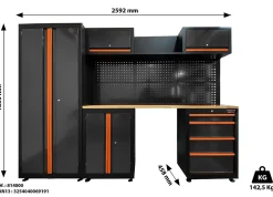 Mobilier d'atelier Fisher Darex en acier noir l.259 x H.183 x P.45.8 cm