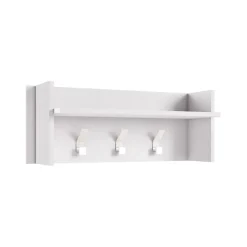 Mobilier d'entrée Angry, Cintre avec 3 crochets, Etagère de rangement d'entrée, 100% Made in Italy, 90x29h34 cm, Blanc