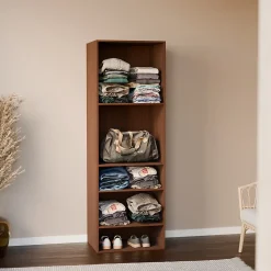 Module dressing avec 5 étagères. couleur noyer. panneaux stratifiés