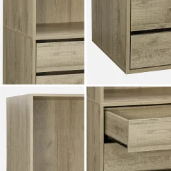 Module dressing avec 5 tiroirs et 2 étagères. naturel. panneaux stratifiés
