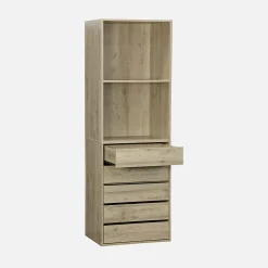 Module dressing avec 5 tiroirs et 2 étagères. naturel. panneaux stratifiés