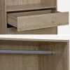 Module dressing avec 4 tiroirs et 1 penderie naturel. panneaux stratifiés