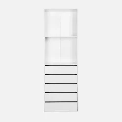 Module dressing avec 5 tiroirs et 2 étagères. blanc. panneaux stratifiés