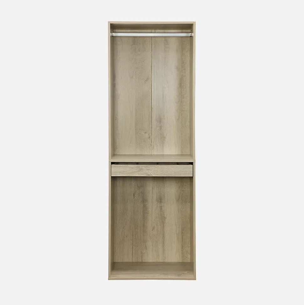 Module dressing avec penderie et porte-pantalons. naturel. panneaux stratifiés