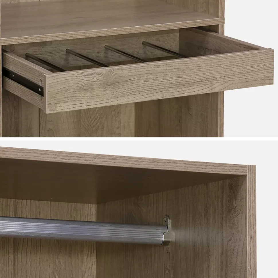 Module dressing avec penderie et porte-pantalons. naturel. panneaux stratifiés