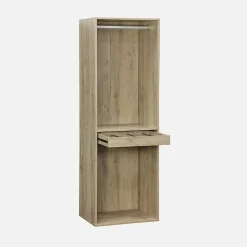 Module dressing avec penderie et porte-pantalons. naturel. panneaux stratifiés
