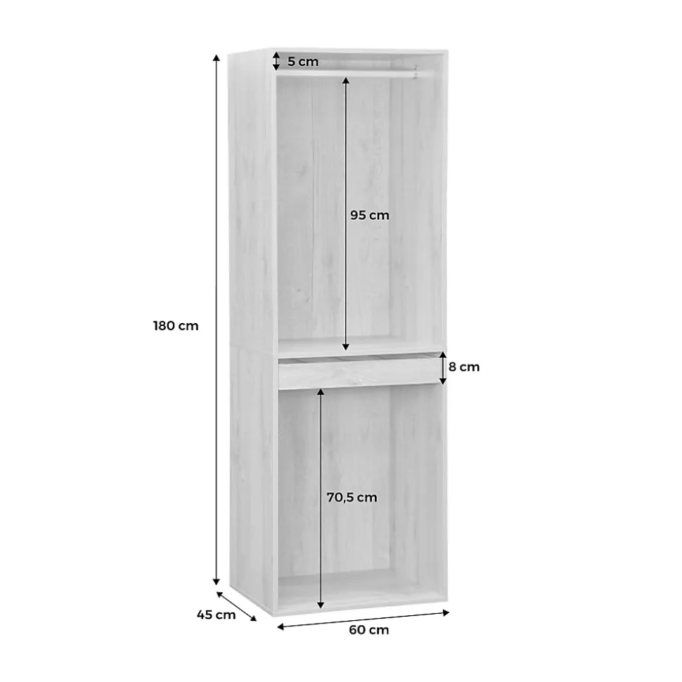 Module dressing avec penderie et porte-pantalons. naturel. panneaux stratifiés