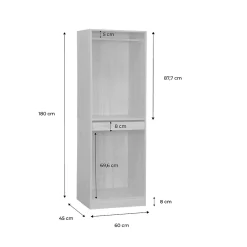 Module dressing avec penderie et porte-pantalons. naturel. panneaux stratifiés