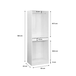 Module dressing avec penderie et porte-pantalons. blanc. panneaux stratifiés