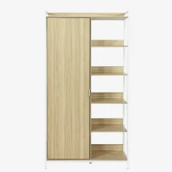 Module dressing blanc avec 1 penderie. 6 étagères et 1 porte. L 100 x P 48 x H 190 cm