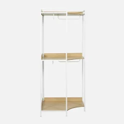 Module dressing d'angle blanc avec 4 penderies et 2 étagères. L 80 x P 80 x H 190 cm