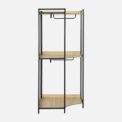 Module dressing d'angle noir avec 4 penderies et 2 étagères. L 80 x P 80 x H 190 cm