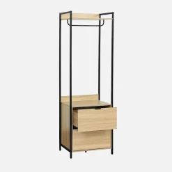 Module dressing noir avec 1 penderie. 2 tiroirs et 1 étagère. L 60 x P 48 x H 190 cm