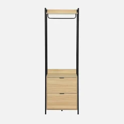 Module dressing noir avec 1 penderie. 2 tiroirs et 1 étagère. L 60 x P 48 x H 190 cm