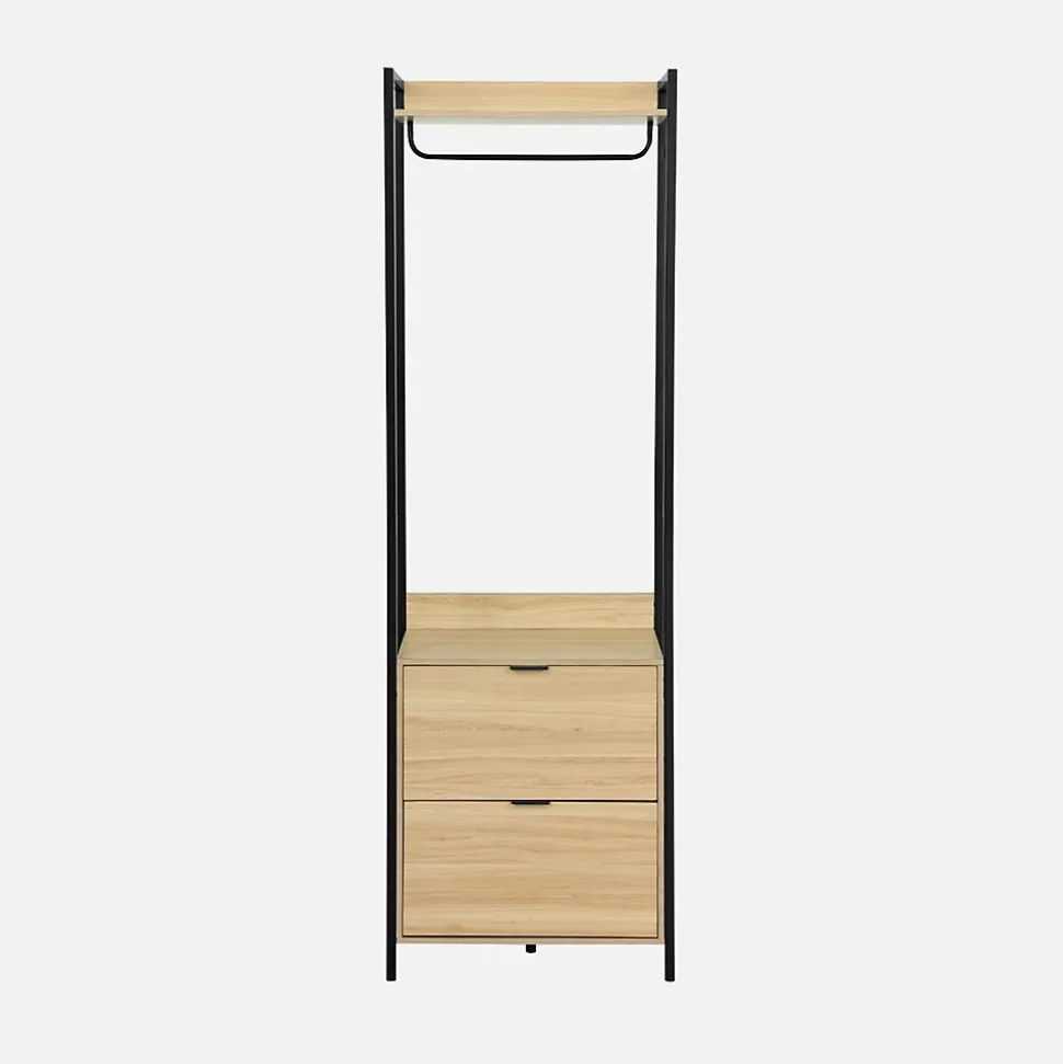 Module dressing noir avec 1 penderie. 2 tiroirs et 1 étagère. L 60 x P 48 x H 190 cm