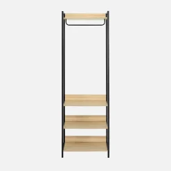Module dressing noir avec 1 penderie et 3 étagères. L 60 x P 48 x H 190 cm