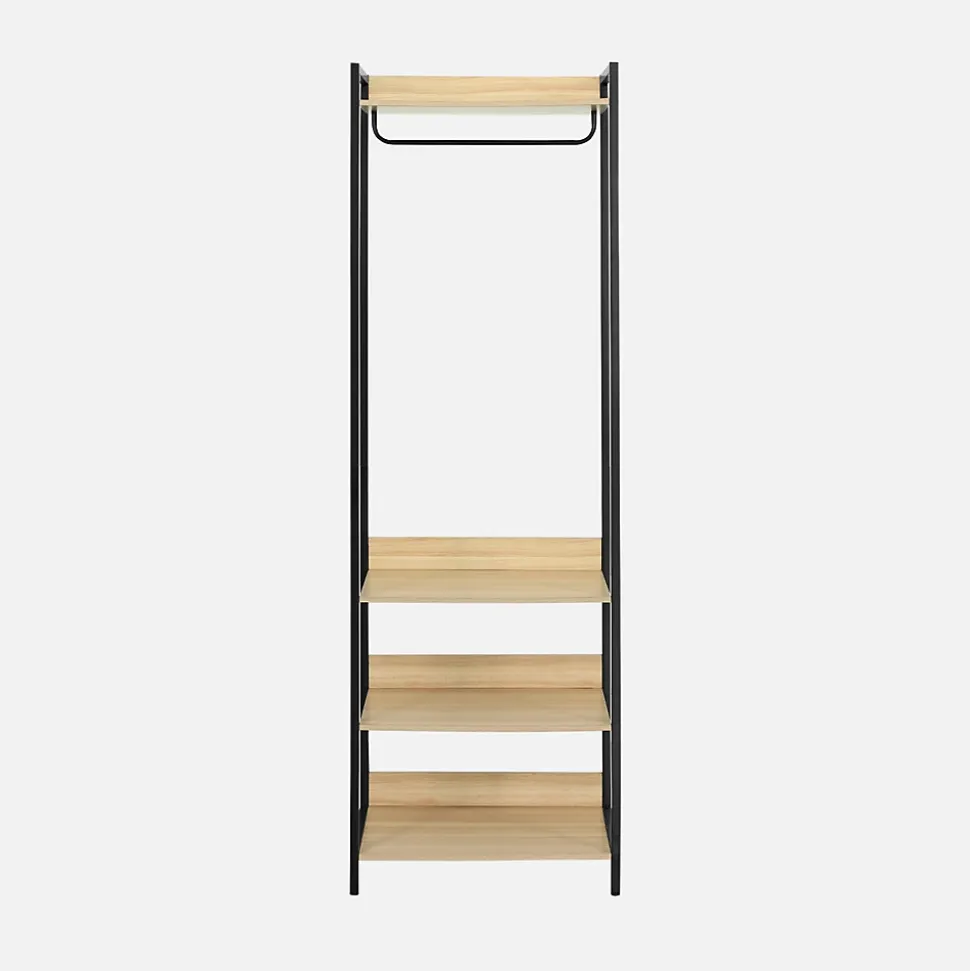 Module dressing noir avec 1 penderie et 3 étagères. L 60 x P 48 x H 190 cm