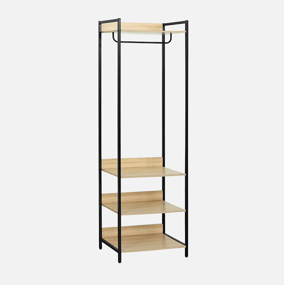 Module dressing noir avec 1 penderie et 3 étagères. L 60 x P 48 x H 190 cm