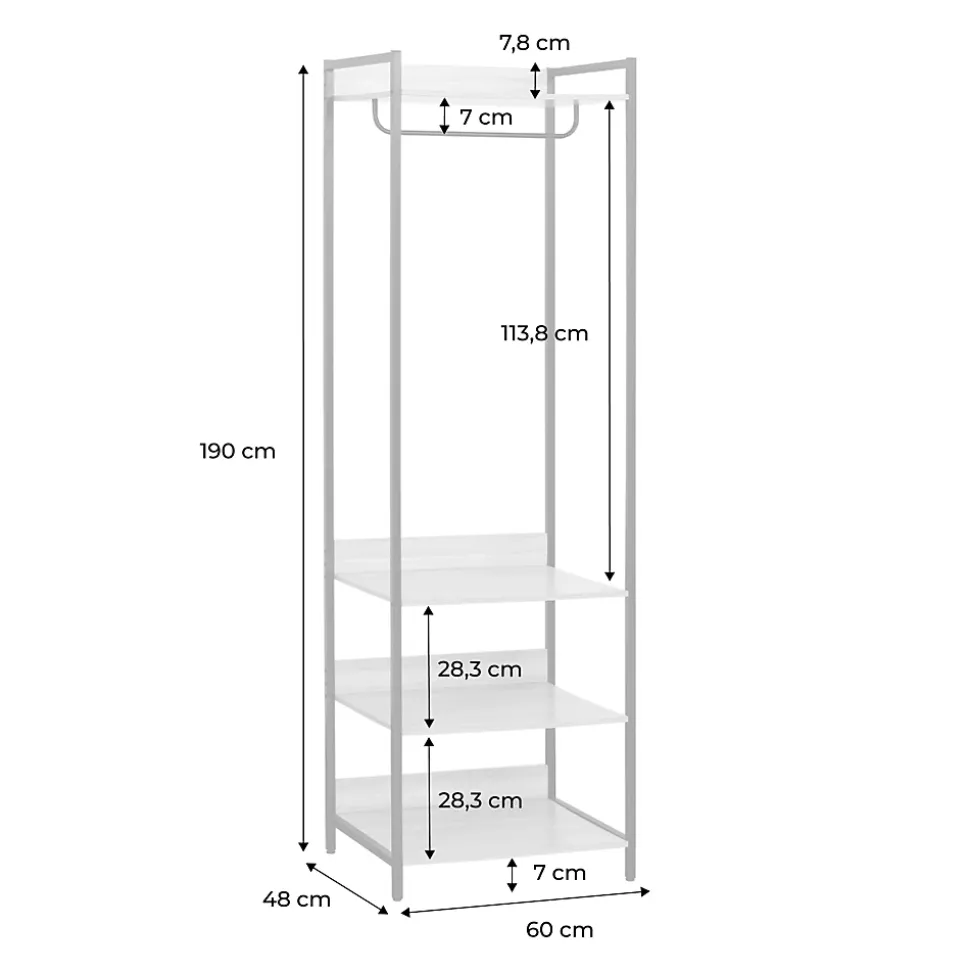 Module dressing noir avec 1 penderie et 3 étagères. L 60 x P 48 x H 190 cm