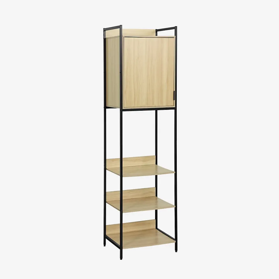 Module dressing noir avec 5 étagères et 1 porte. L 60 x P 48 x H 190 cm