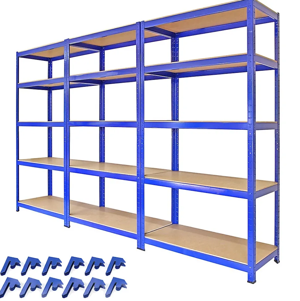 Monster Racking - Lot de 3 Rayonnages T-Rax en Acier Bleu 90cm x 45cm x 180cm & Connecteurs de Baies