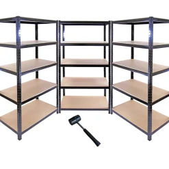 Monster Racking - Lot de 3 Rayonnages T-Rax en Acier Sans Boulons Noirs 90cm x 45cm x 180cm