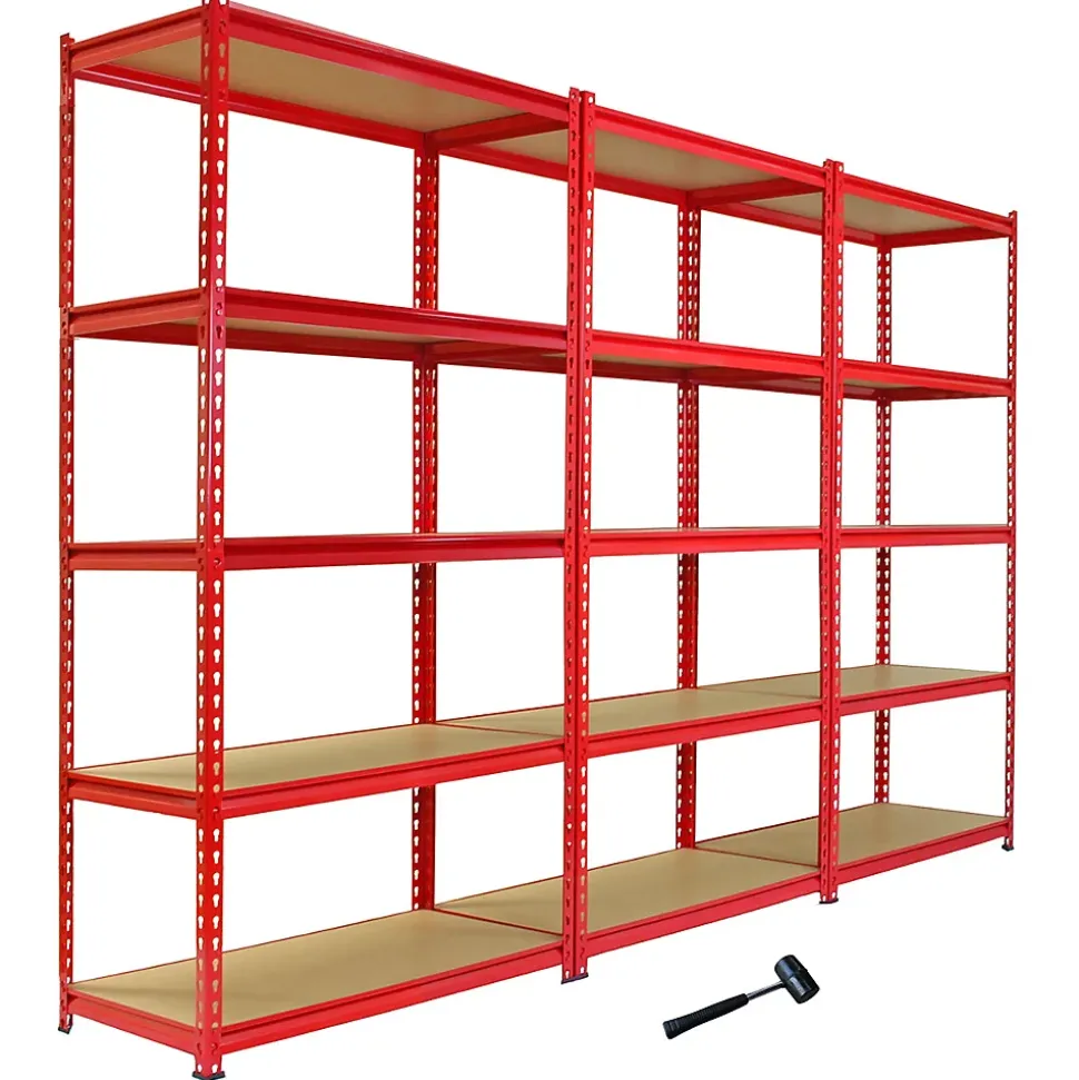 Monster Racking 3 Rayonnages Z-Rax en Acier Sans Boulons Rouges 90cm x 183cm x 45cm