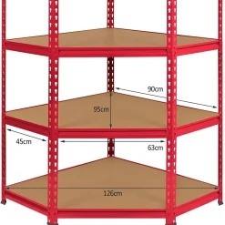 Monster Racking - Rayonnage d'Angle Z-Rax en Acier Sans Boulons Rouge 90cm x 45cm x 183cm