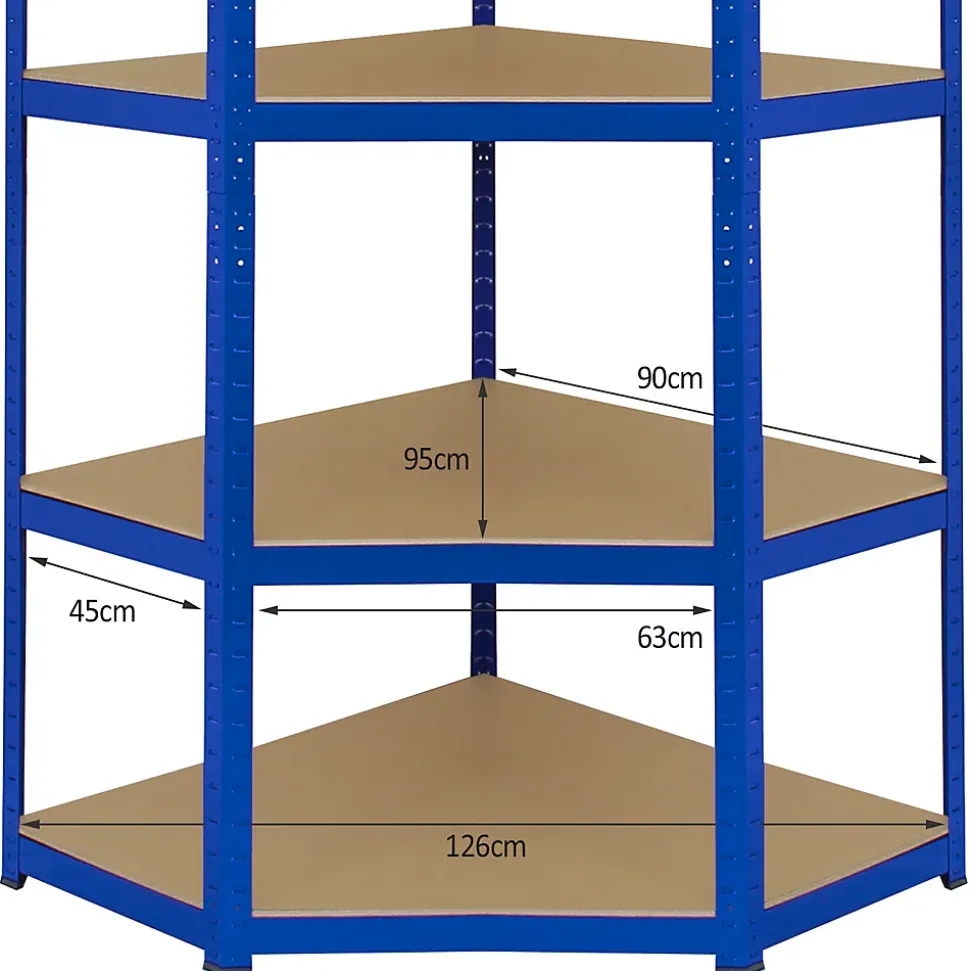 Monster Racking - Rayonnage d'Angle T-Rax en Acier Sans Boulons Bleu 90cm x 45cm x 180cm