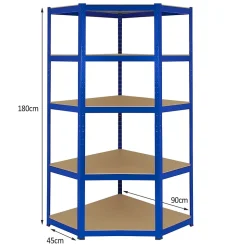 Monster Racking - Rayonnage d'Angle T-Rax en Acier Sans Boulons Bleu 90cm x 45cm x 180cm