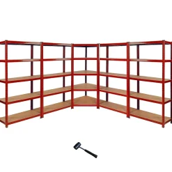 Monster Racking 1 Rayonnage d'Angle Z-Rax Rouge et 4 Rayonnages Z-Rax Rouges en Acier Sans Boulons 90cm x 45cm x 183cm
